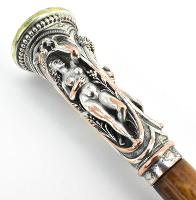 Lot 324 - A Victorian bamboo walking stick, with ornate...