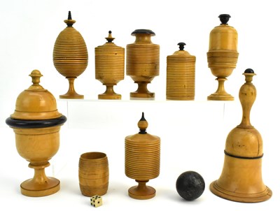 Lot 316 - A collection of Victorian treen magic tricks,...