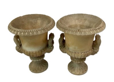 Lot 698 - A pair of 19th century alabaster urns, height...