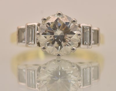 Lot 1276 - A two carat diamond set ring, the single...