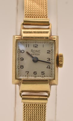 Lot 1537 - RONE; a lady's 9ct yellow gold wristwatch, the...