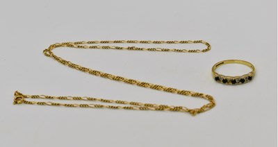 Lot 496 - A 9ct yellow gold chain length 59cm, and a 9ct...