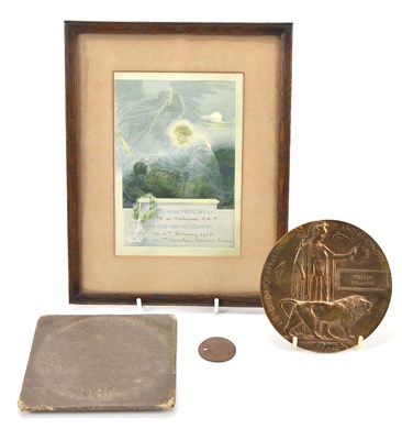 Lot 1171 - A World War I bronze memorial plaque awarded...