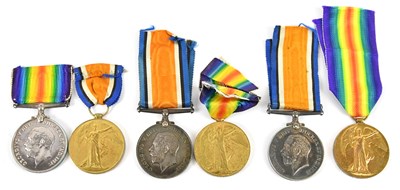 Lot 1188 - Three WWI medal pairs comprising 1914-18...