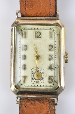 Lot 1160 - An Art Deco 9ct gold cased gentleman's tank...