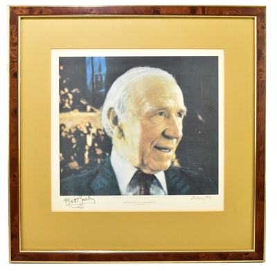Lot 1397 - HAROLD FRANCIS RILEY BL.D. Litt FRCS (HON) DFA ATC (born 1943); pencil signed print, Sir Matt Busby