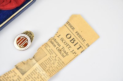 Lot 11 - A 9ct yellow gold and enamel Trade Union...
