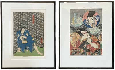 Lot 1049 - Two 19th century Japanese woodblock prints,...