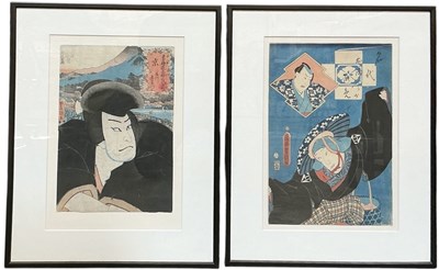 Lot 1050 - Two 19th century Japanese woodblock prints,...