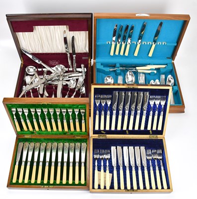 Lot 6 - Four canteens of silver plated cutlery (4).