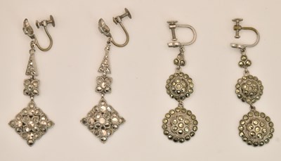 Lot 1448 - Two pairs of early 20th century Art Deco white...