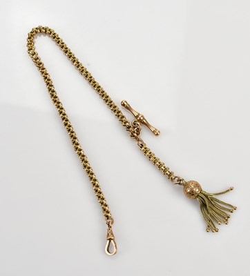 Lot 1097 - A yellow metal fancy link Albert chain with...