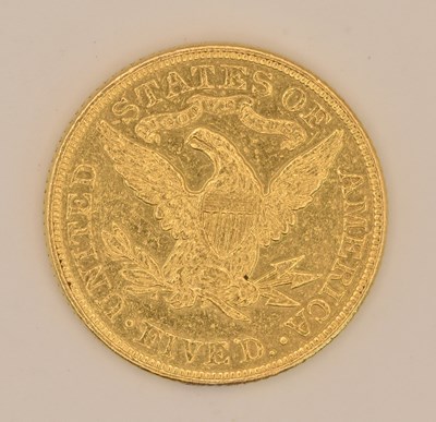 Lot 1466 - A USA Liberty Head Half Eagle five dollar gold...