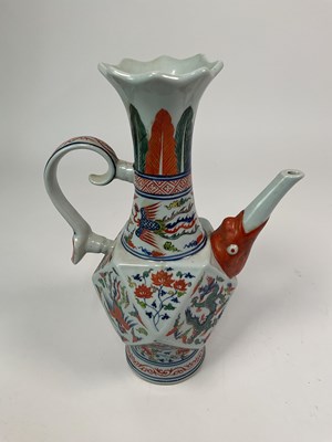 Lot 7 - A Chinese porcelain wine ewer, decorated with...