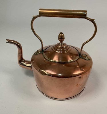 Lot 137 - A George lll copper kettle with gooseneck...