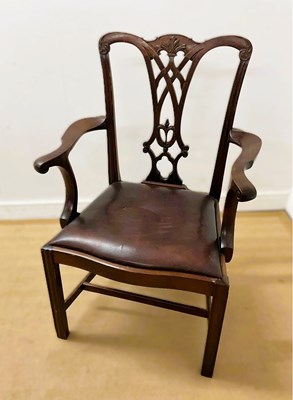 Lot 693 - A large Chippendale style elbow chair, height...