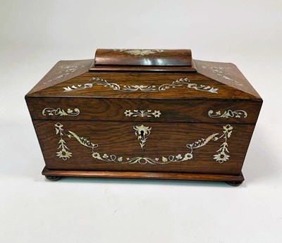 Lot 50 - A 19th century rosewood and mother of pearl...