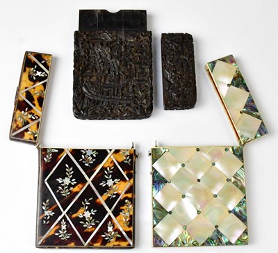 Lot 190 - A late 19th century hand carved card case...