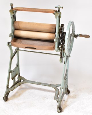 Lot 280 - A vintage Astons folding mangle painted in...