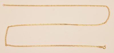 Lot 1367 - A 9ct yellow gold fine flat link necklace with...