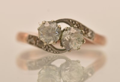 Lot 1316 - A 9ct yellow gold white stone set two stone...