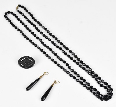 Lot 664 - A collection of assorted jet jewellery...