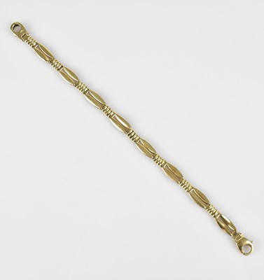 Lot 66 - A 9ct yellow gold coffee bean link bracelet,...
