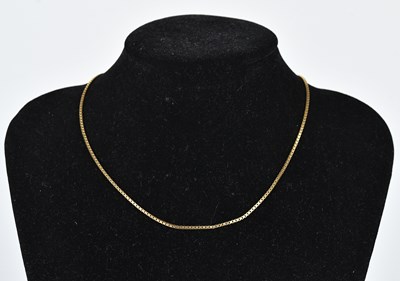 Lot 333 - A 9ct yellow gold box link necklace, length...