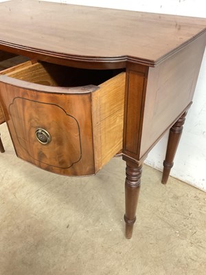 Lot 696 - A 19th century bowfront three drawer desk 90cm...