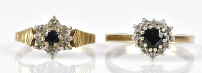 Lot 512 - A 9ct yellow gold diamond and sapphire heart...