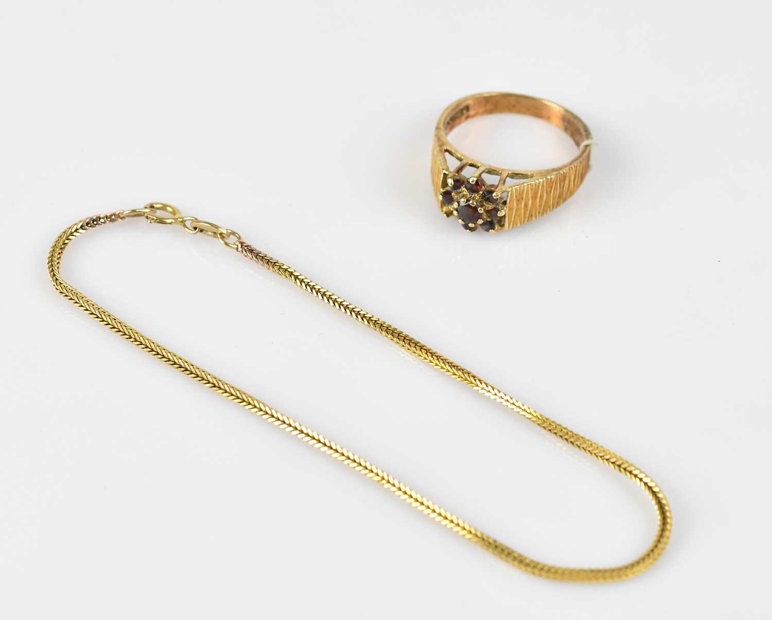 Lot 45 - A yellow metal box link bracelet, stamped '9ct...