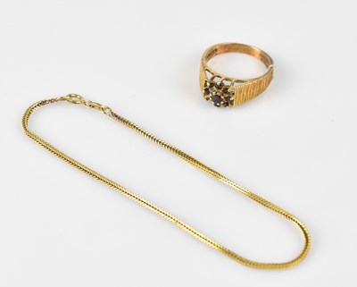 Lot 45 - A yellow metal box link bracelet, stamped '9ct...
