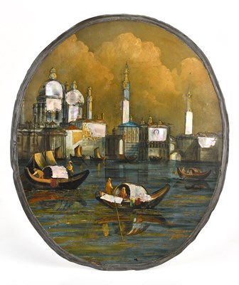 Lot 2016 - A Venetian papier-mâché mother of pearl inlaid...