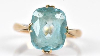 Lot 566 - A 9ct yellow gold dress ring set with an oval...