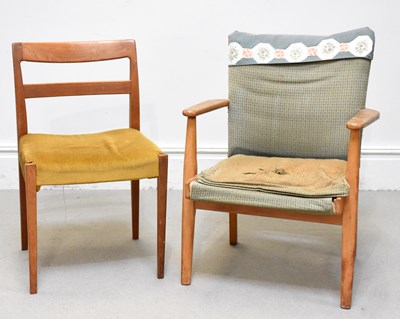 Lot 55 - A Mid Century Danish teak elbow chair, and a...