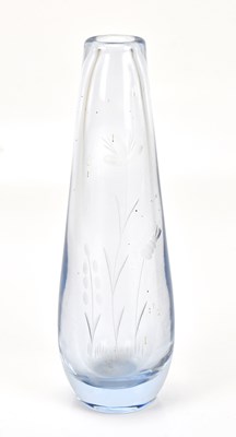 Lot 1602 - A mid century tear drop shaped glass vase with...