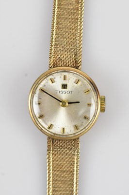 Lot 1155 - TISSOT; a lady's 9ct gold cased wristwatch,...