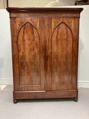Lot 1198 - A Victorian mahogany wardrobe with pair of...