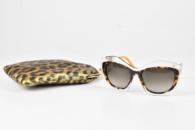 Lot 1273 - FENDI; a pair of crystal Havana honey gold...