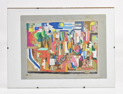 Lot 89 - HADDAD; watercolour, abstract study, signed...