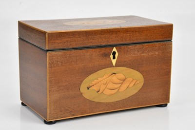 Lot 2074 - An Edwardian mahogany inlaid tea caddy, height...