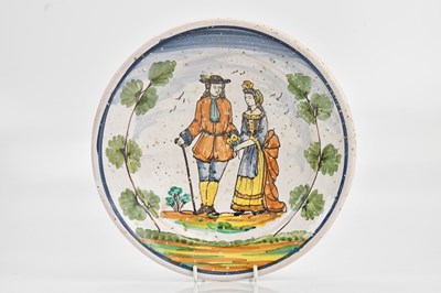 Lot 1534 - A Majolica style hand painted dish, decorated...