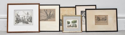 Lot 2264 - A collection of six signed etchings, largest...