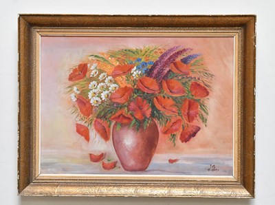 Lot 2344 - UNATTRIBUTED; oil on board, still life study...