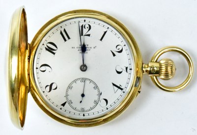 Lot 850 - DENT; an 18ct yellow gold half hunter crown...