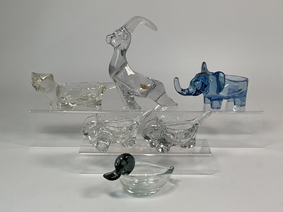 Lot 263 - Six crystal glass sculptural animals...
