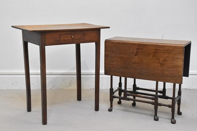 Lot 1072 - A George III oak side table with drawer, and a...