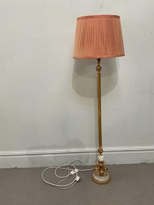 Lot 2242 - A modern brass and marble standard lamp,...