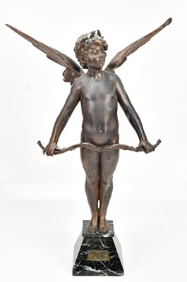Lot 2144 - AFTER MOREAU; a bronzed metal figure of Cupid,...