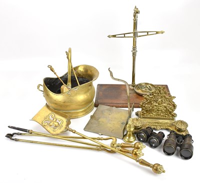 Lot 2124 - A Victorian cast brass desk ink stand, length...
